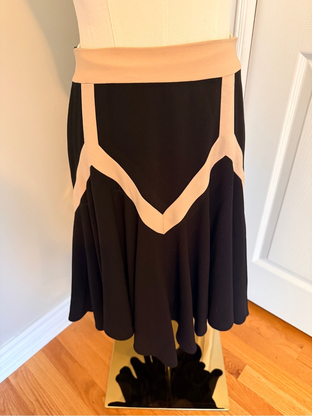 leifsdottir Black Skirt with Cream Contrast Paneling